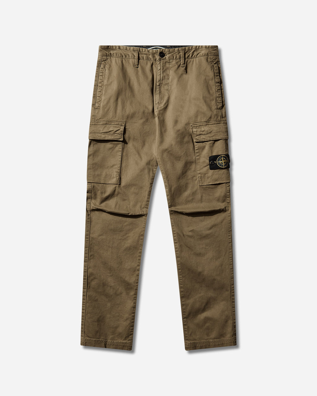 Оригінальна Mens Organic Cotton Stretch Broken Twill Old Effect Cargo Pants Military Green Stone island – боковий вид