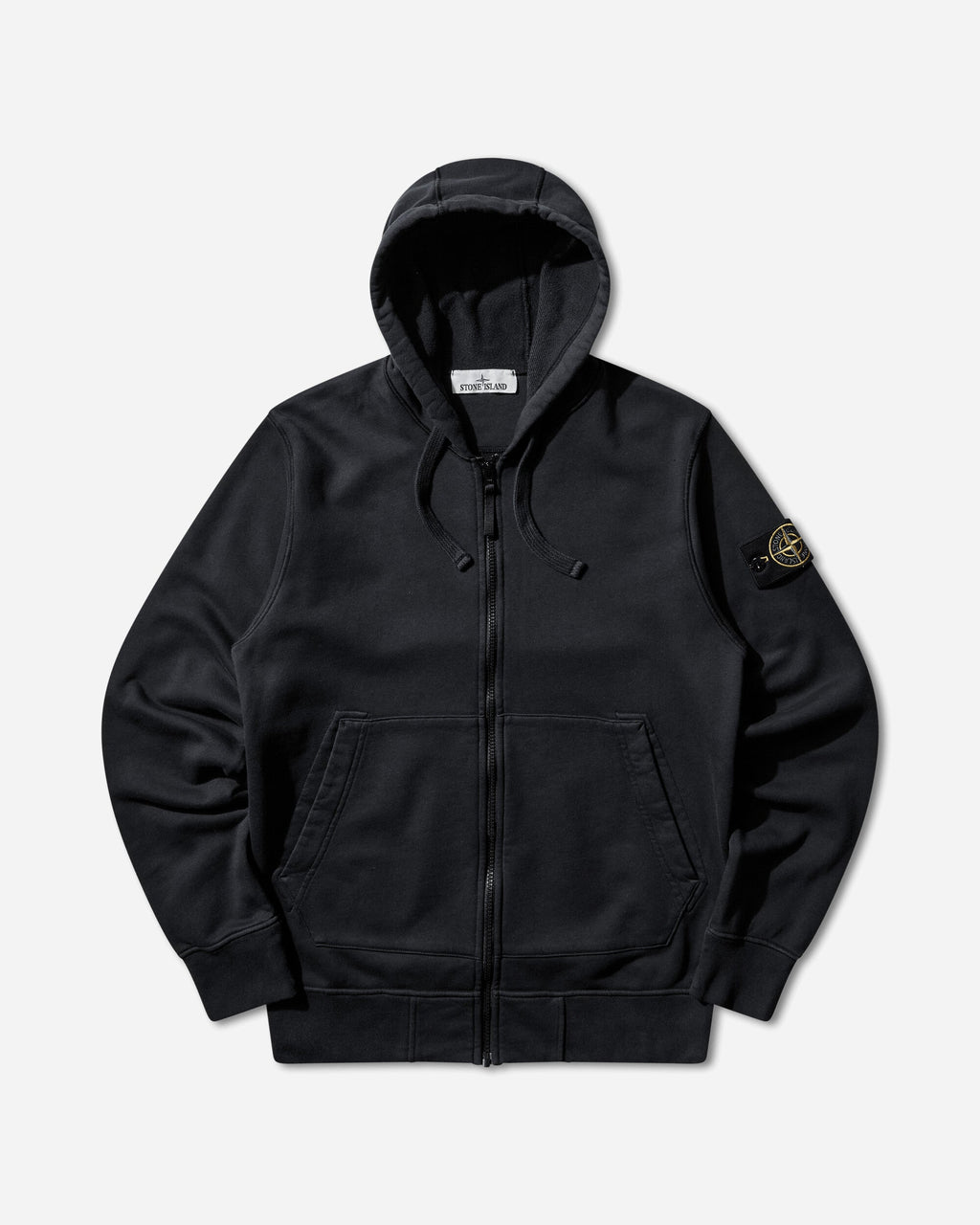 Mens Organic Cotton Fleece Zip Hoodie Navy Blue Stone island – Гарантія оригінальності – боковий вид