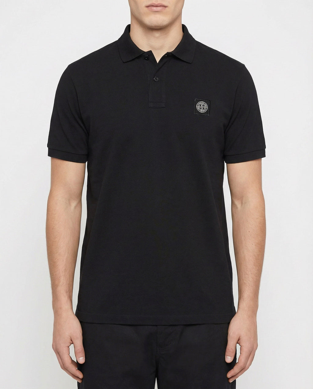 Оригінальна Logo Appliquéd Cotton Blend Pique Polo Shirt Stone island – вид ззаду
