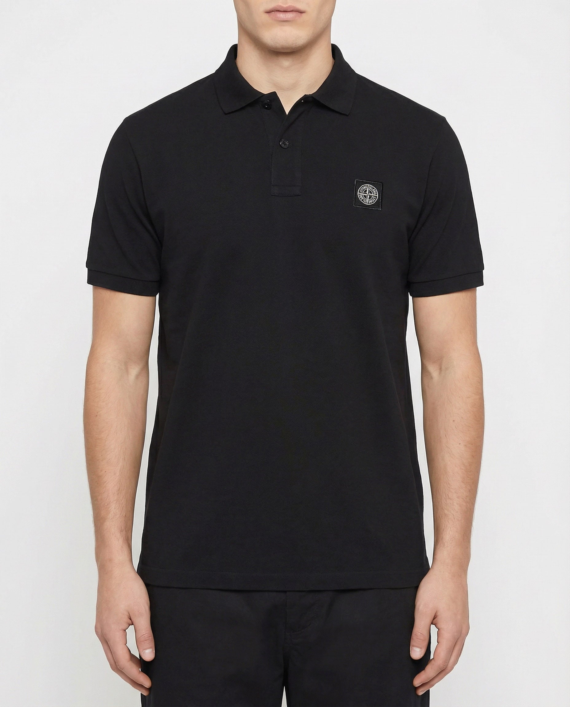 Оригінальна Logo Appliquéd Cotton Blend Pique Polo Shirt Stone island – вид ззаду