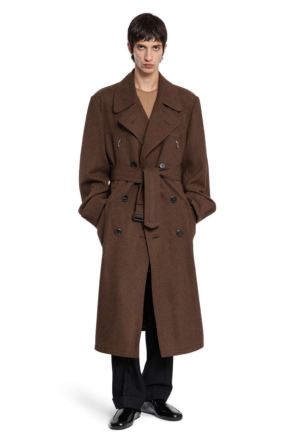 Shetland Chevron Double-Breasted Coat Prada – Гарантія оригінальності – боковий вид