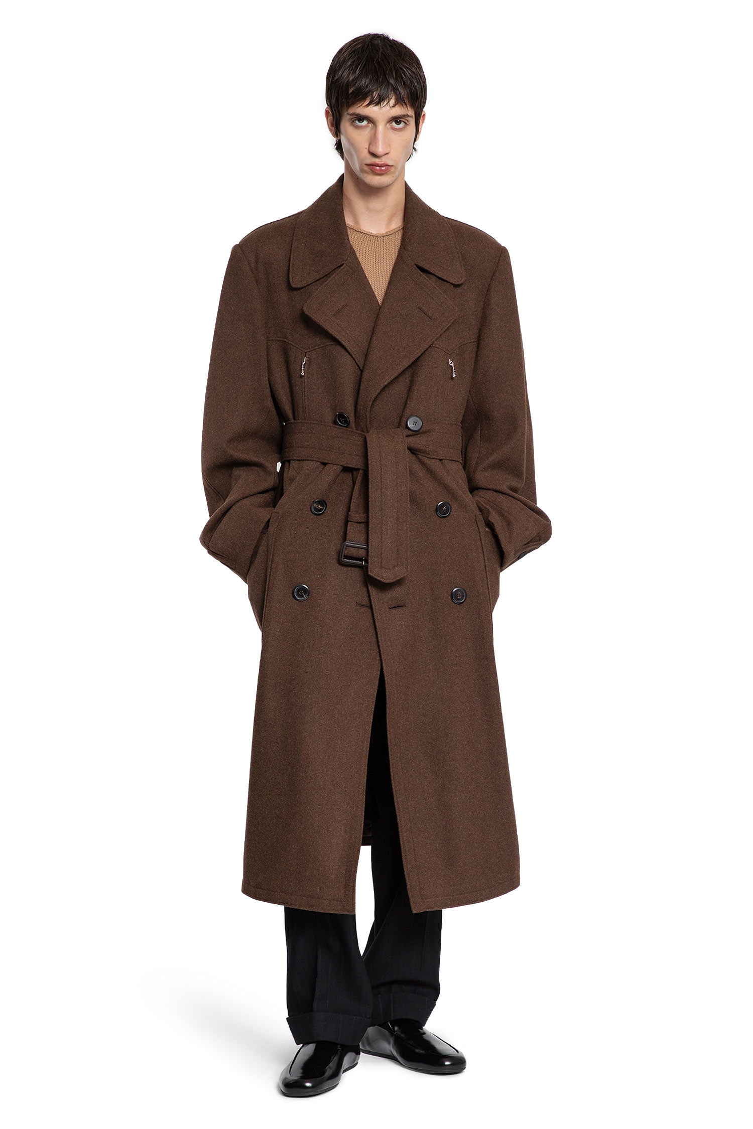 Shetland Chevron Double-Breasted Coat Prada – Гарантія оригінальності – боковий вид