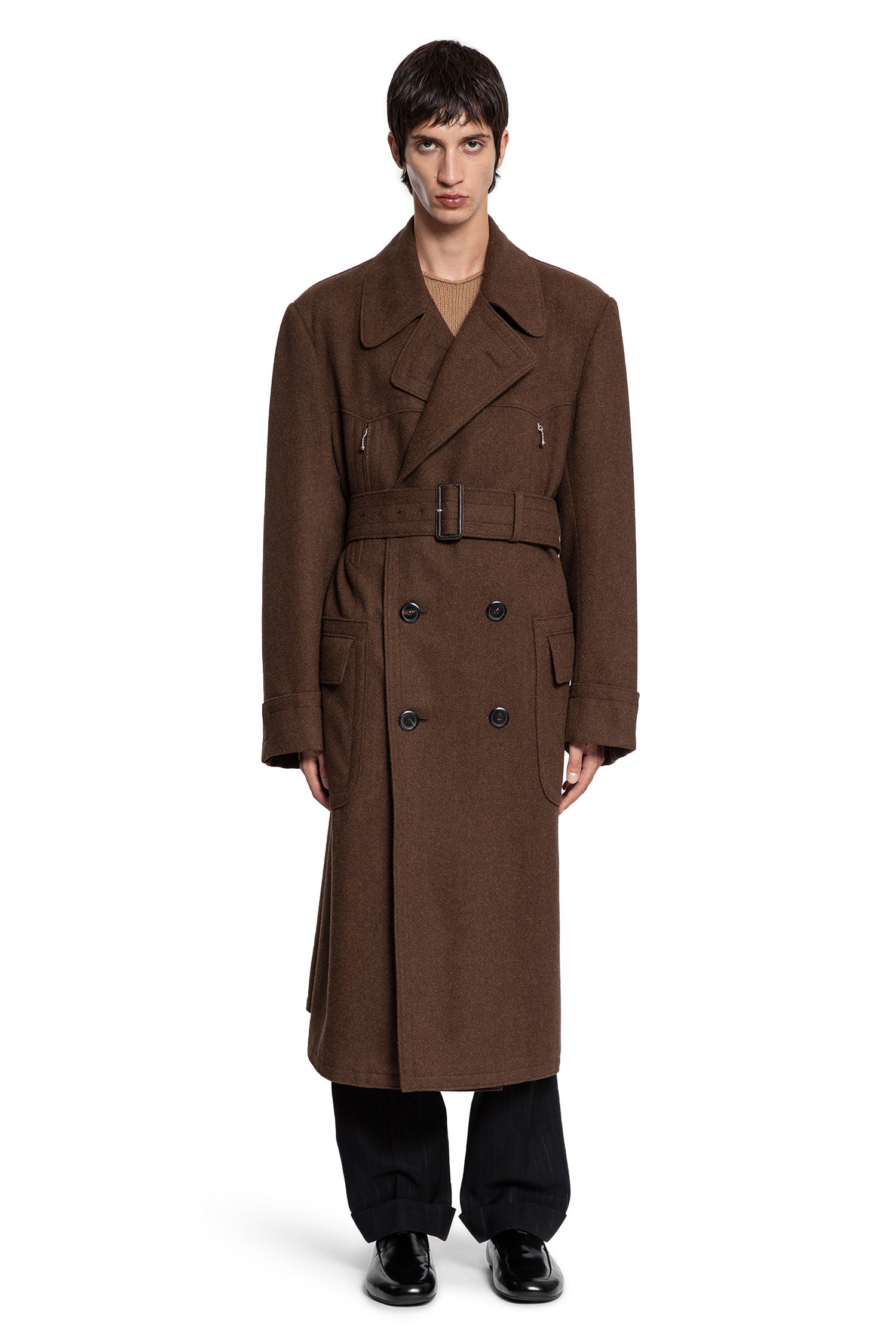 Shetland Chevron Double-Breasted Coat Prada – Гарантія оригінальності – вид ззаду