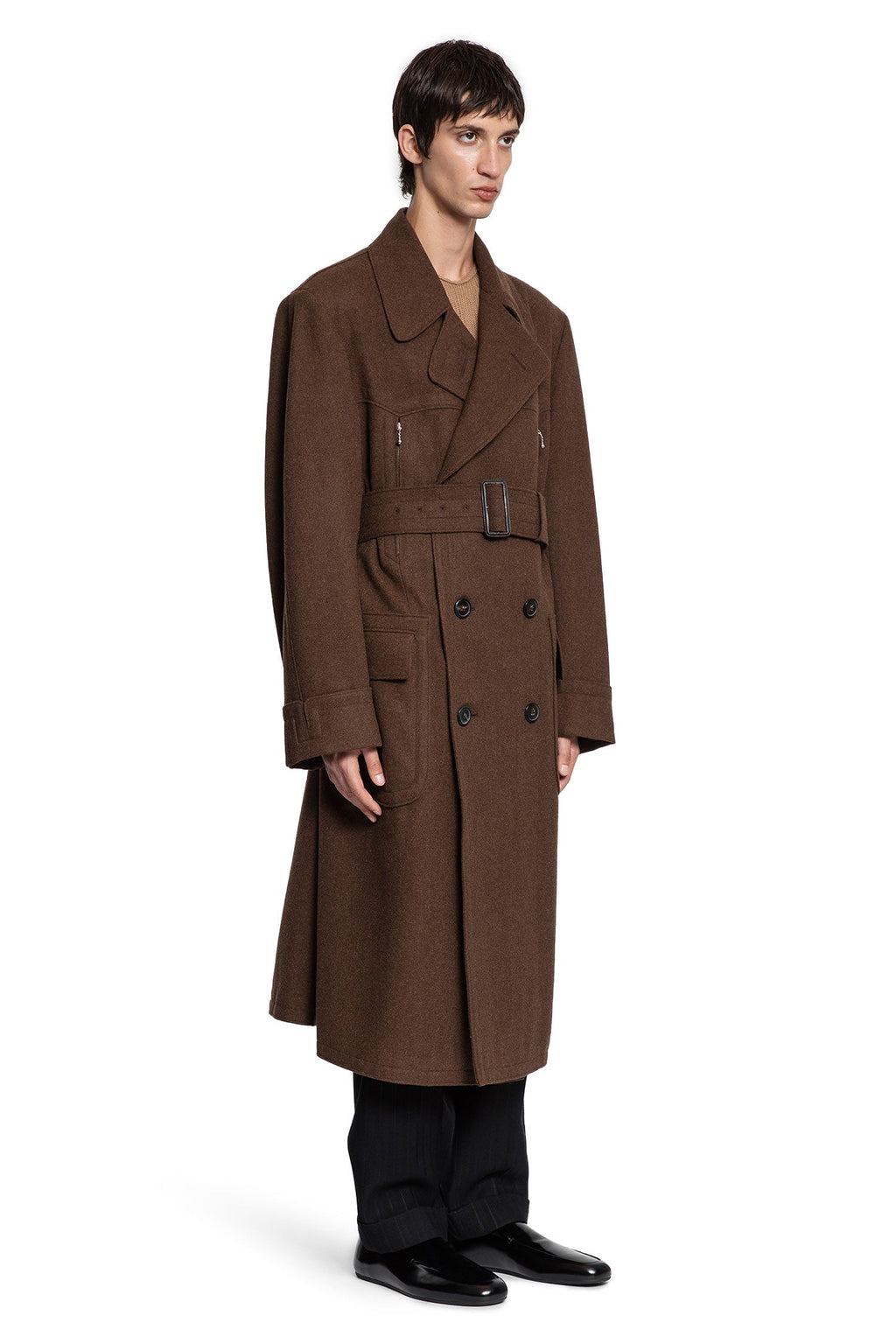 Shetland Chevron Double-Breasted Coat Prada – Гарантія оригінальності – детальний вид