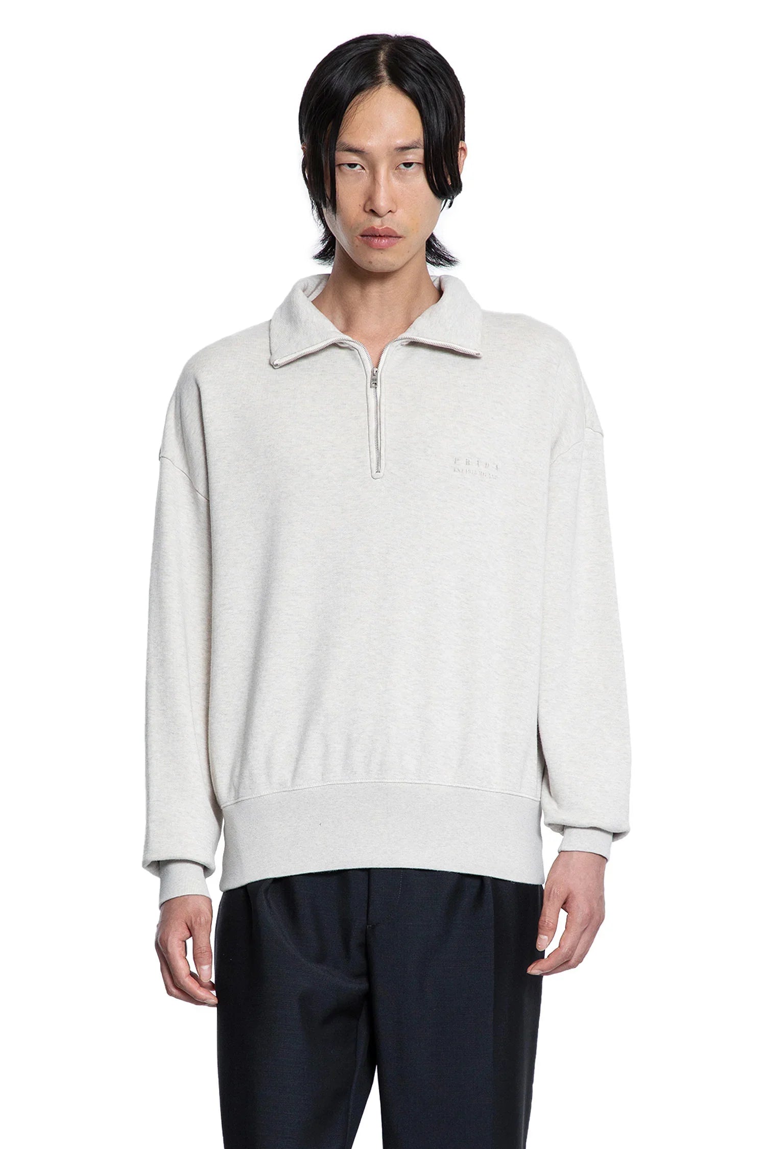 Оригінальна Soft Cotton Quarter-Zip Sweatshirt Prada – боковий вид