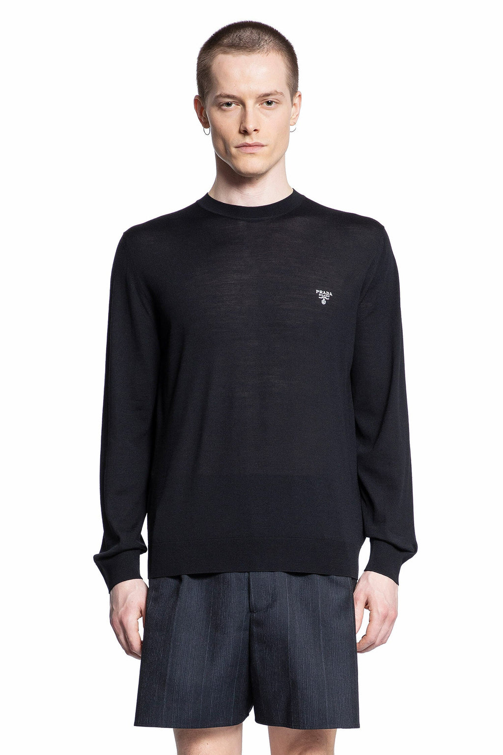 Virgin Wool Logo Sweater Prada – Гарантія оригінальності – боковий вид