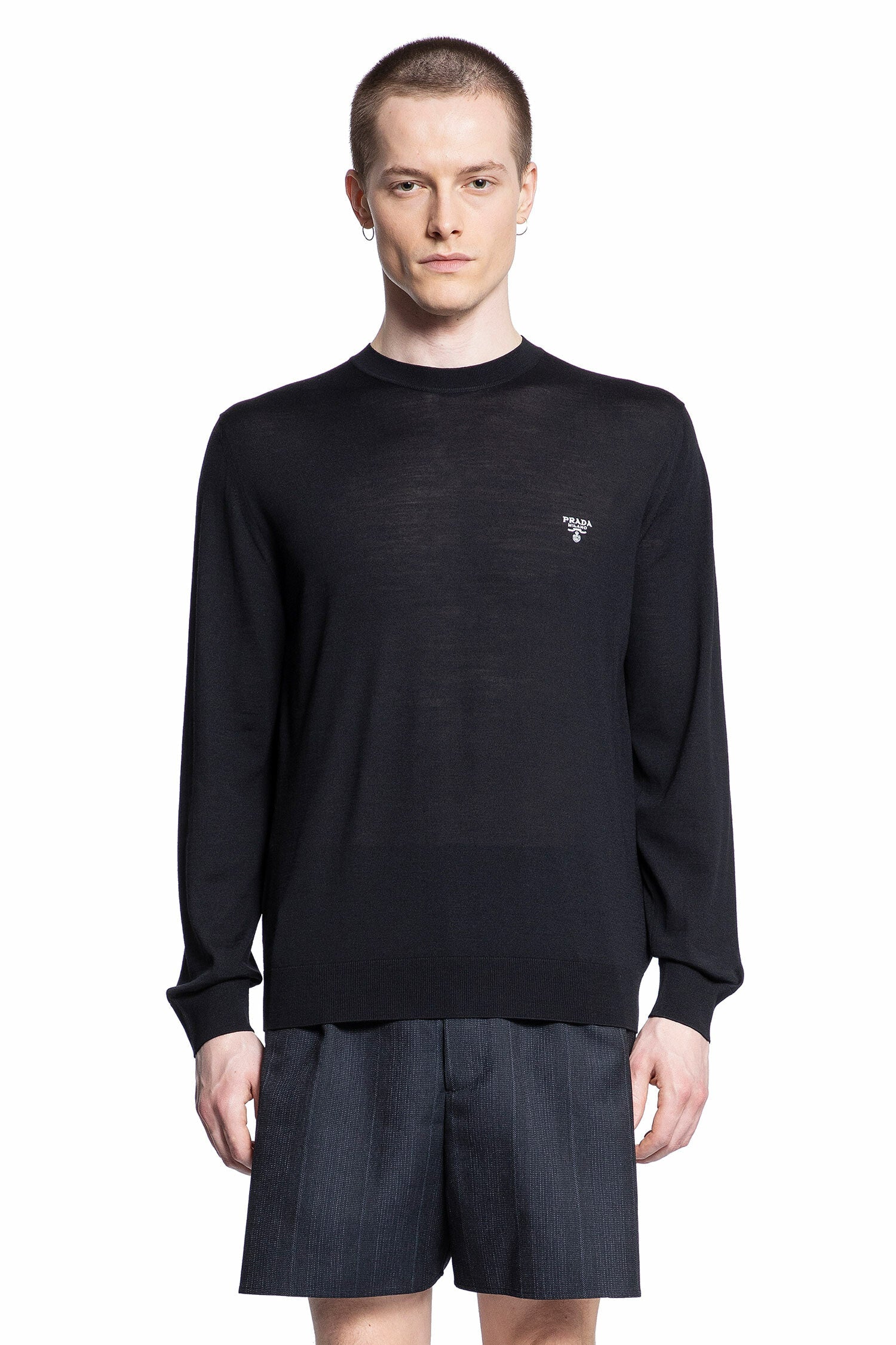 Virgin Wool Logo Sweater Prada – Гарантія оригінальності – боковий вид