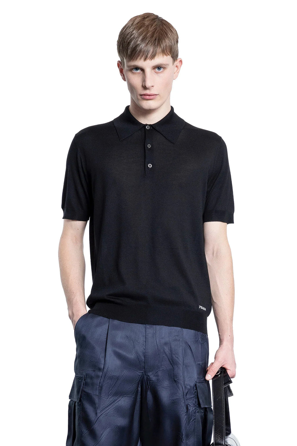 Оригінальна Silk Polo Shirt Prada – боковий вид