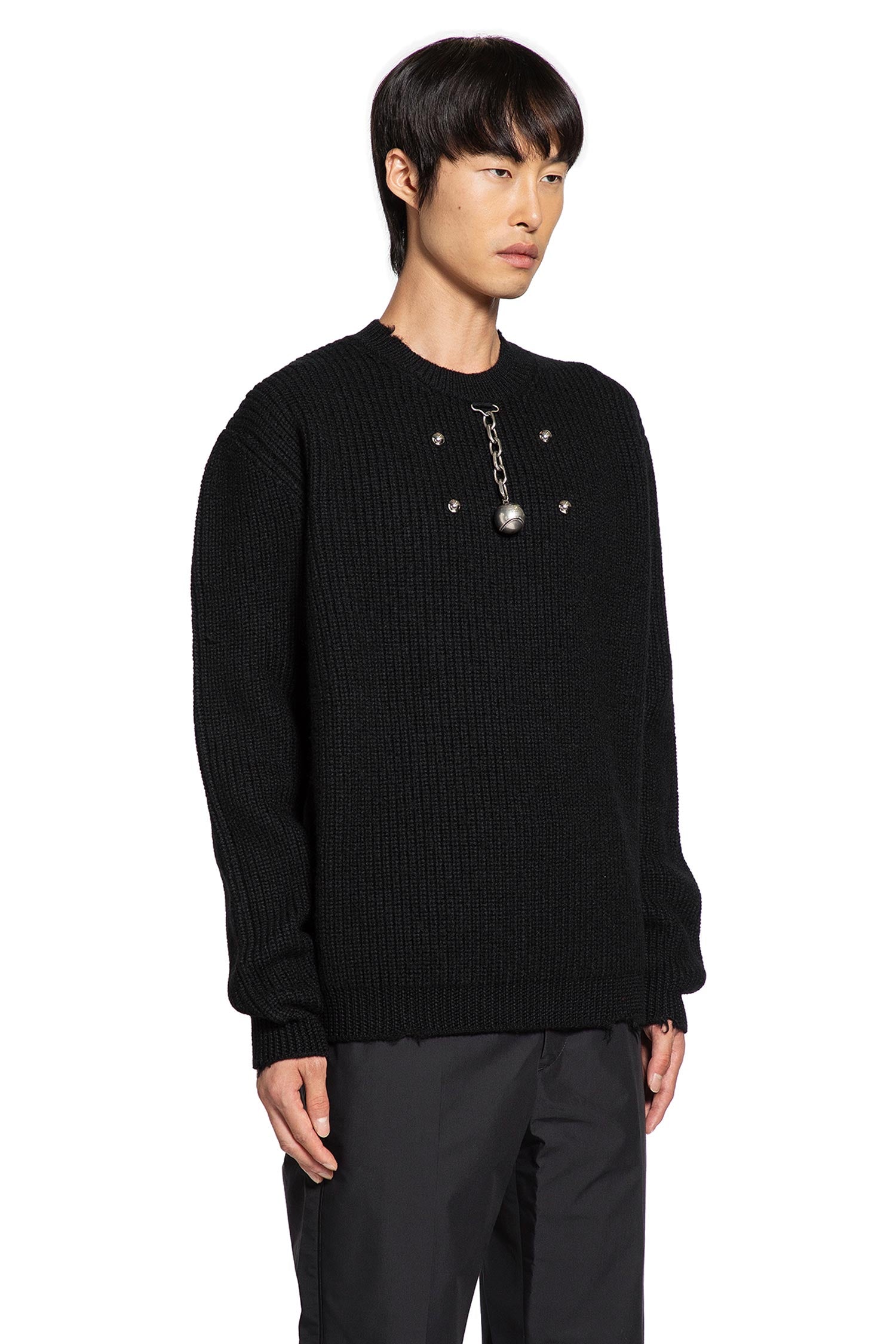 Distressed Wool Jumper With Charms Prada оригінал – Купити в Україні – вид ззаду