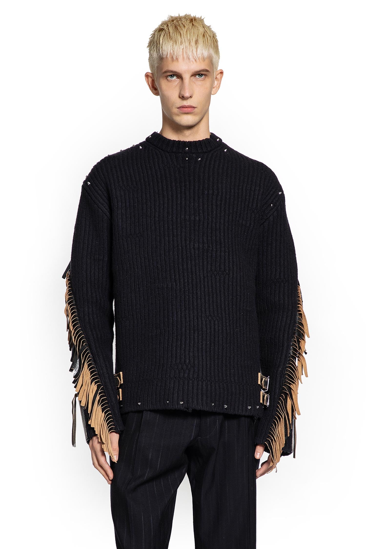 Wool Sweater With Fringes And Studs Prada оригінал – Купити в Україні – боковий вид