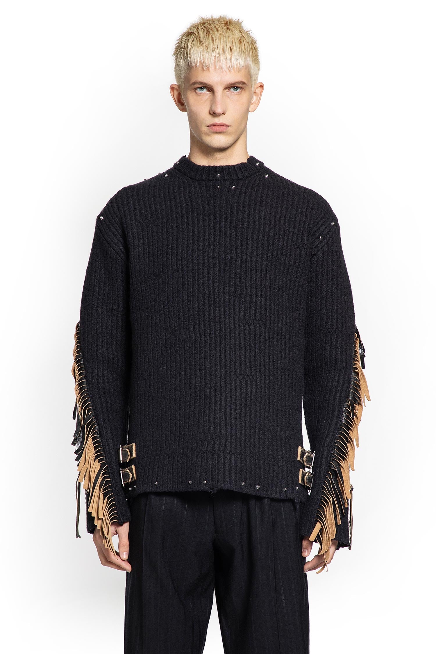 Wool Sweater With Fringes And Studs Prada оригінал – Купити в Україні – вид ззаду