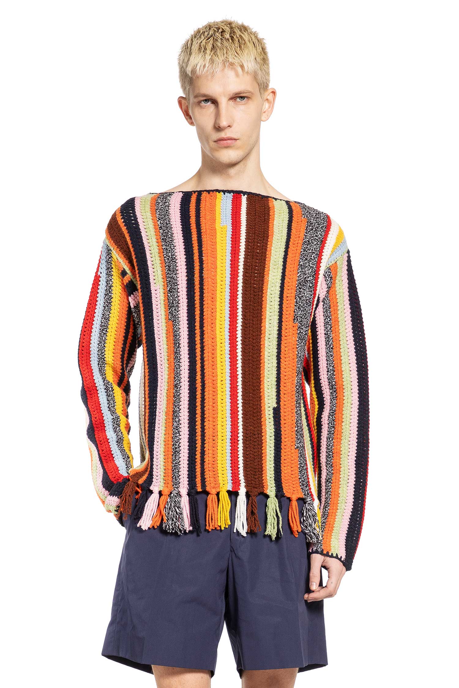 Wool Crochet Boat Neck Sweater Prada оригінал – Купити в Україні – боковий вид
