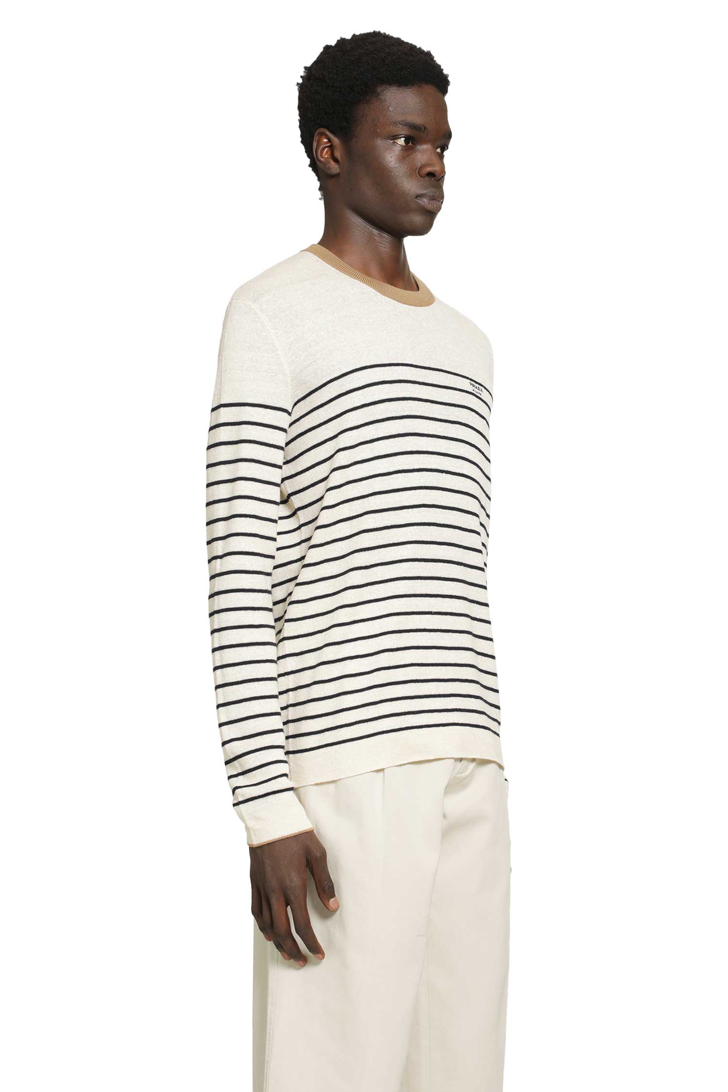 Striped Linen And Cotton Sweater Prada – Гарантія оригінальності – вид ззаду
