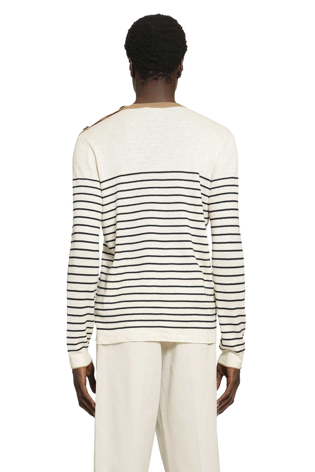 Striped Linen And Cotton Sweater Prada – Гарантія оригінальності – детальний вид
