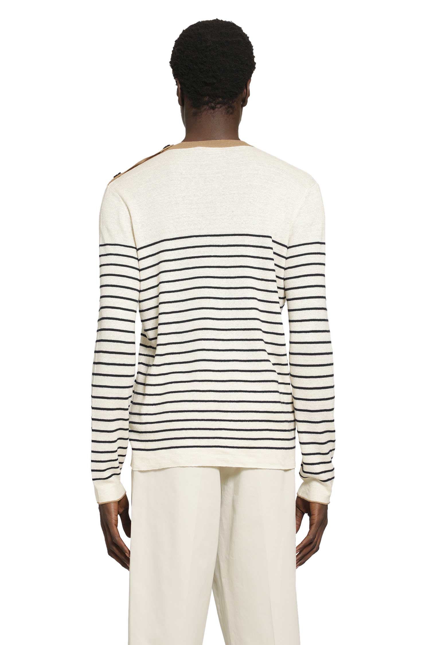 Striped Linen And Cotton Sweater Prada – Гарантія оригінальності – детальний вид