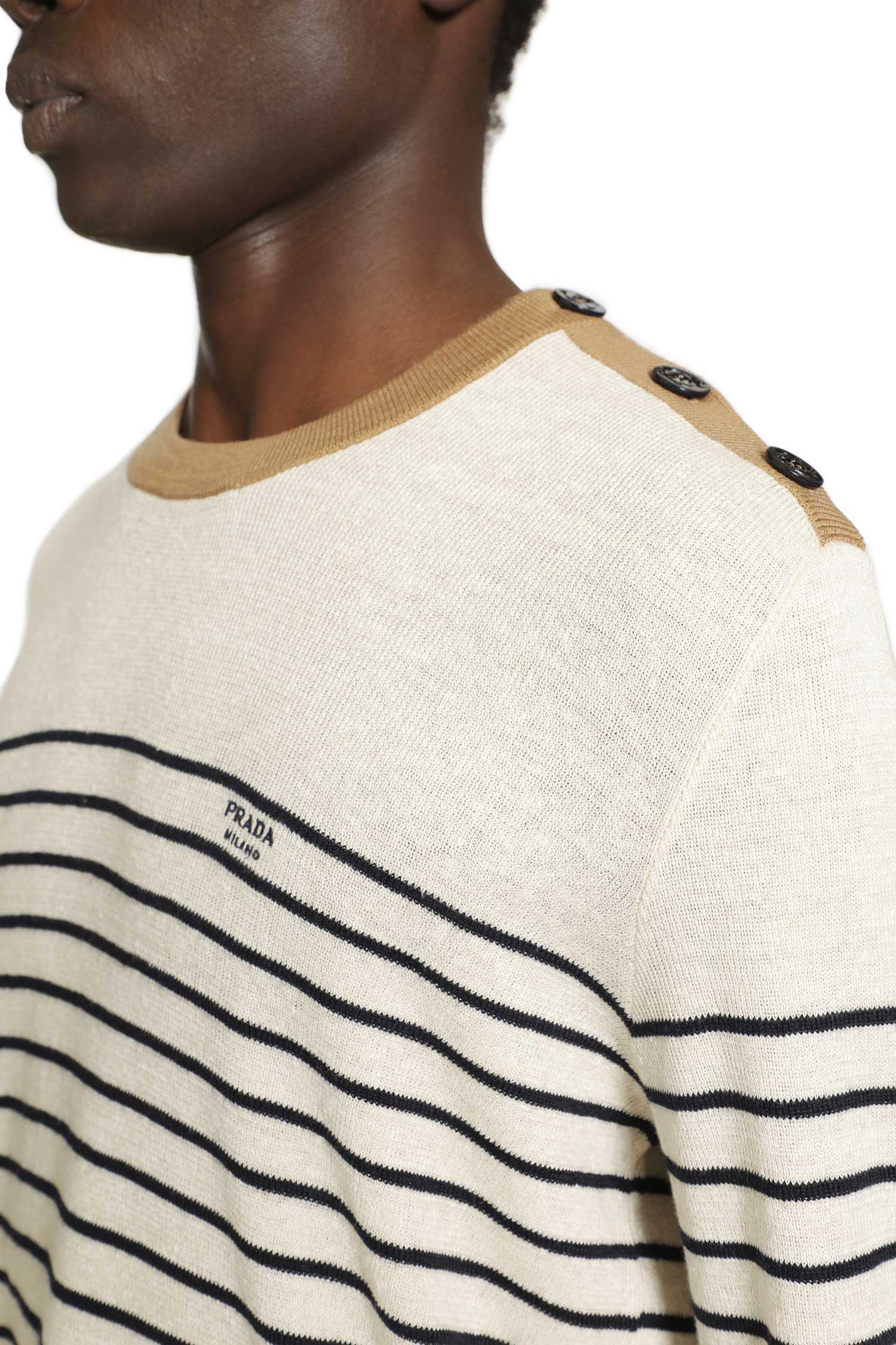 Striped Linen And Cotton Sweater Prada – Гарантія оригінальності – збільшений вид