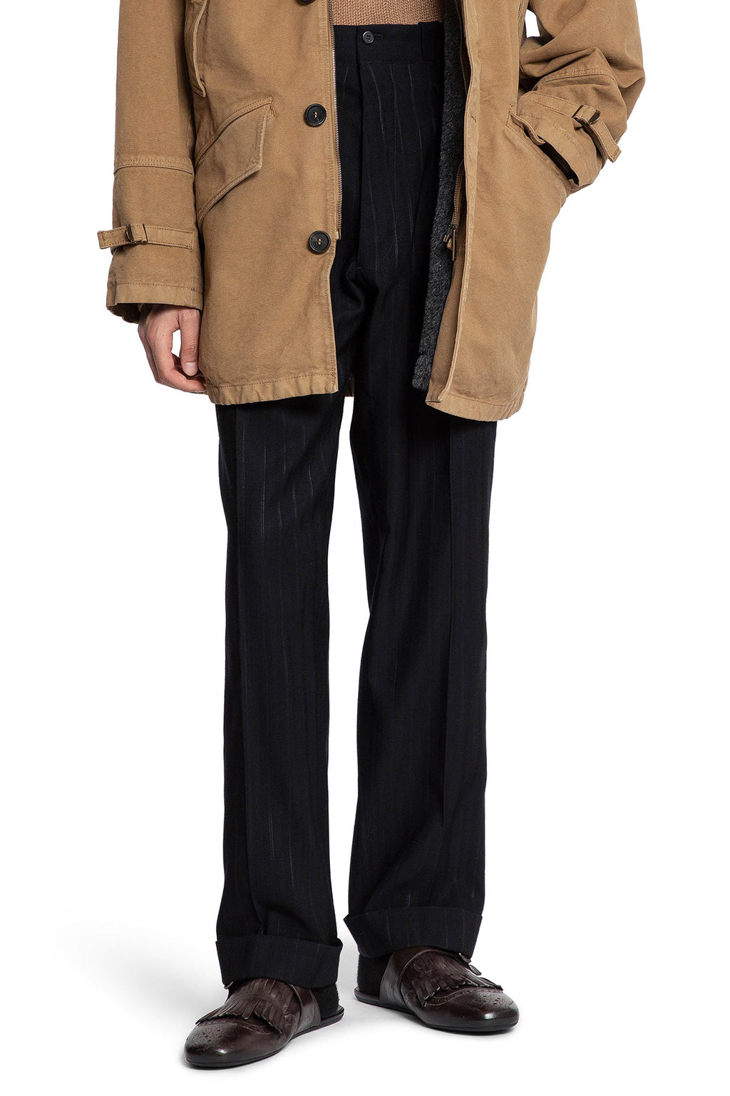 Pinstriped Wool Trousers Prada оригінал – Купити в Україні – боковий вид