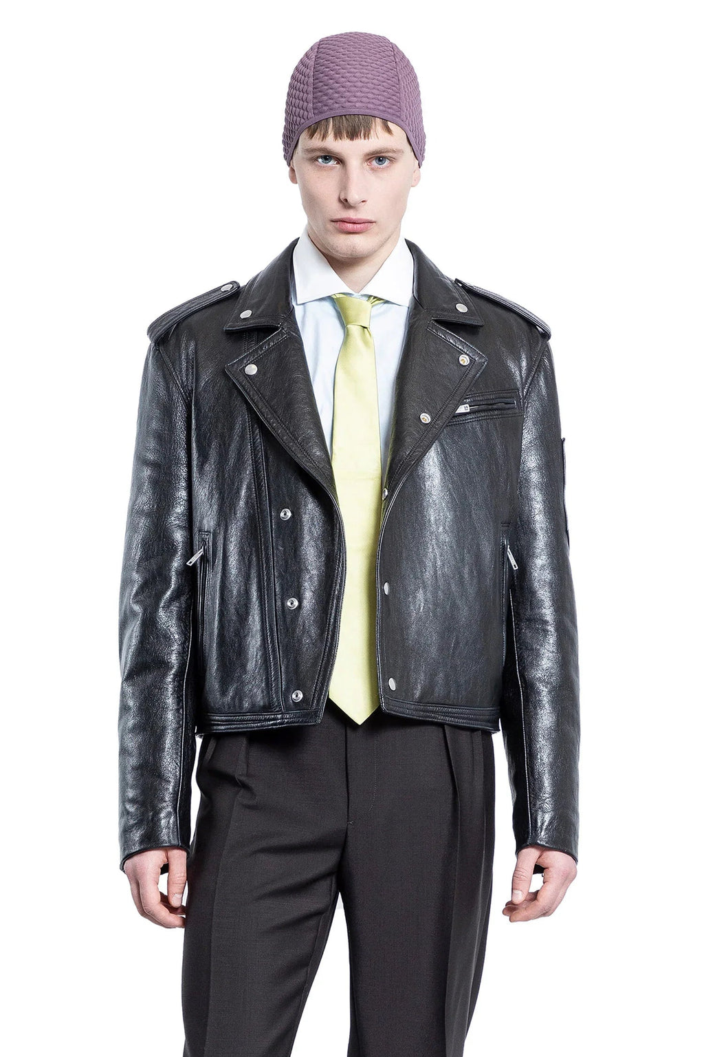 Vintage Leather Biker Jacket Prada – Гарантія оригінальності – боковий вид