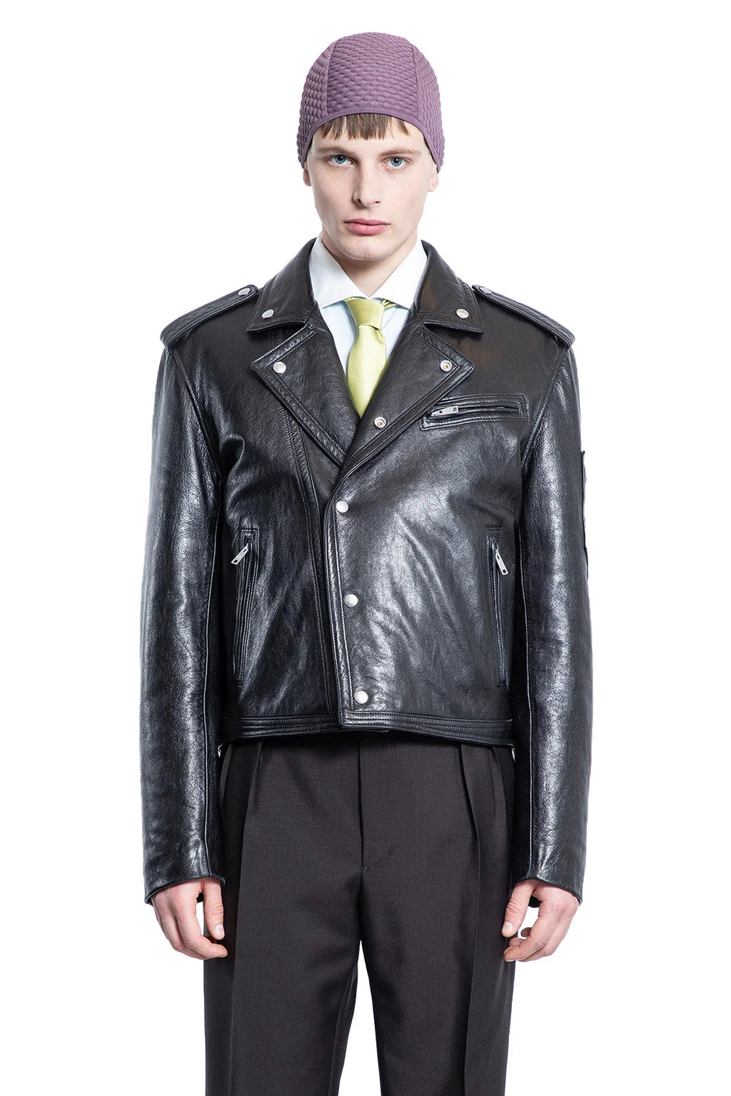Vintage Leather Biker Jacket Prada – Гарантія оригінальності – вид ззаду