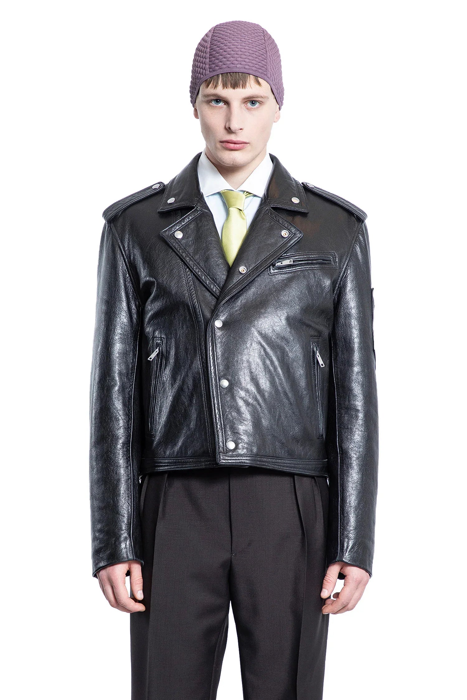 Vintage Leather Biker Jacket Prada – Гарантія оригінальності – вид ззаду