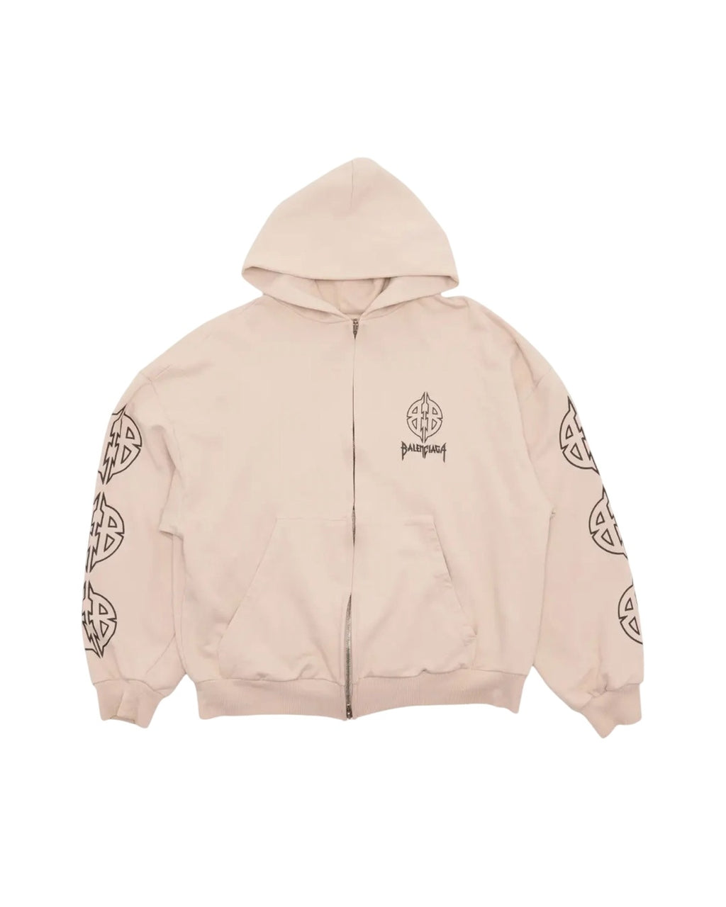 Metal BB Zip-Up Light Beige Hoodie, Balenciaga, photo 1