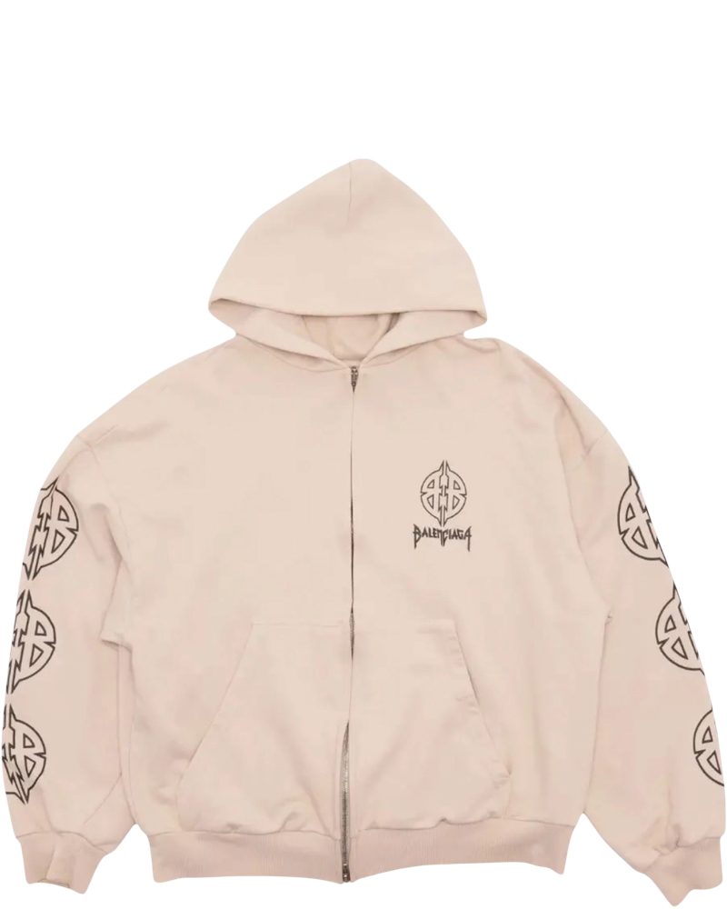 Metal BB Zip-Up Light Beige Hoodie Balenciaga оригінал – Купити в Україні