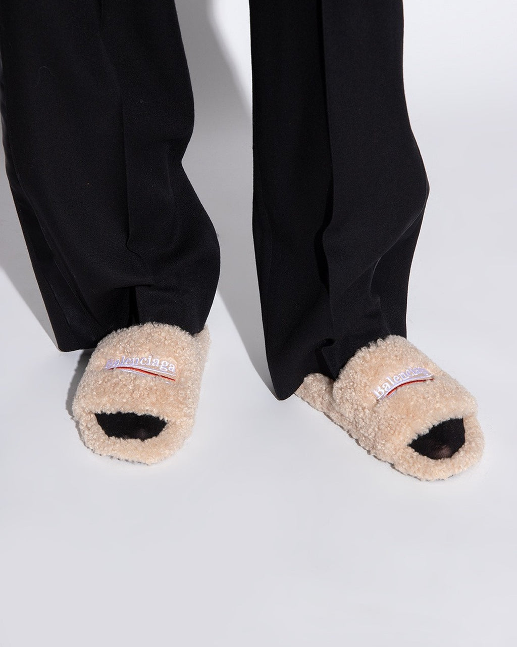 Furry Political Logo Beige Slides, Balenciaga, photo 6