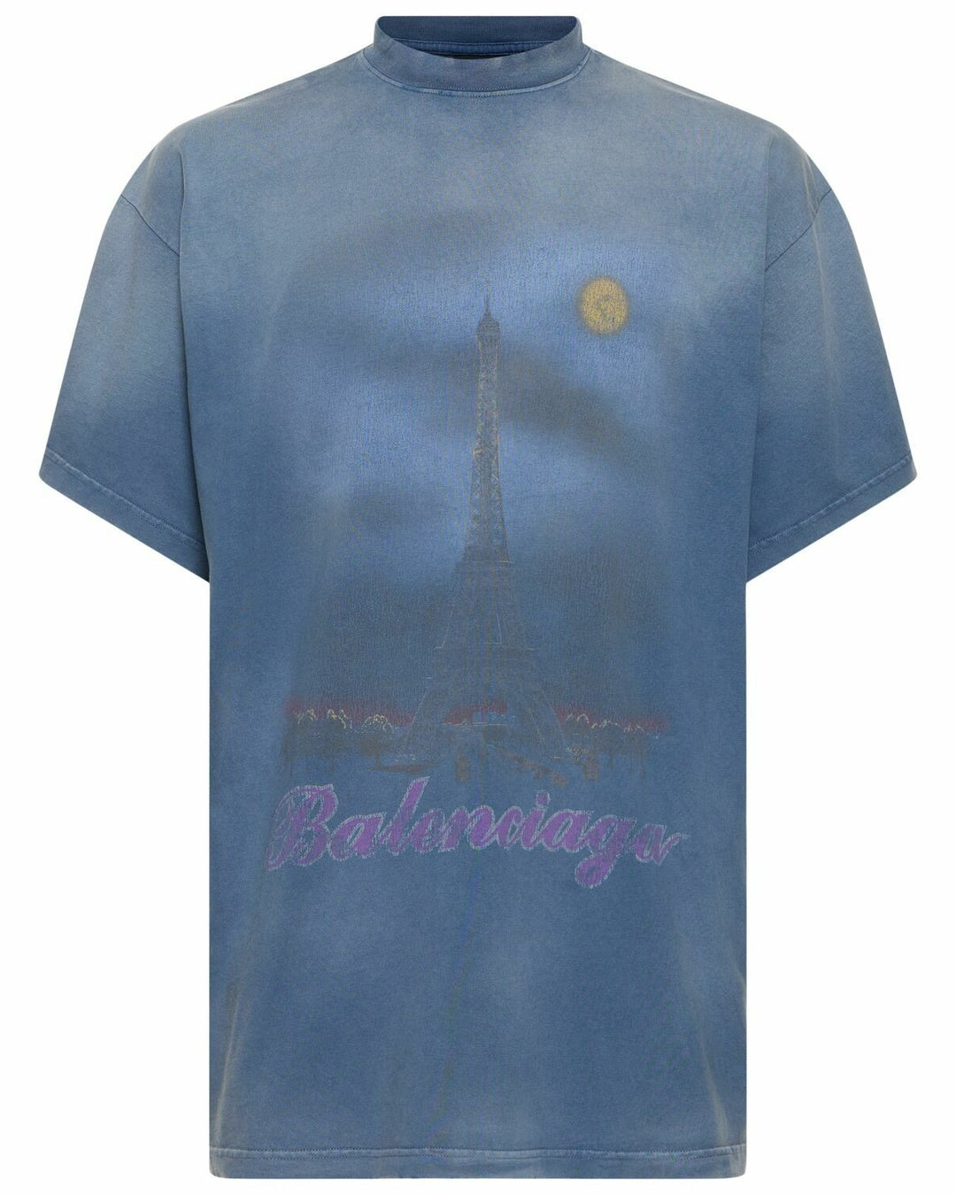 Paris Moon Oversized Blue T-Shirt Balenciaga оригінал – Купити в Україні – боковий вид