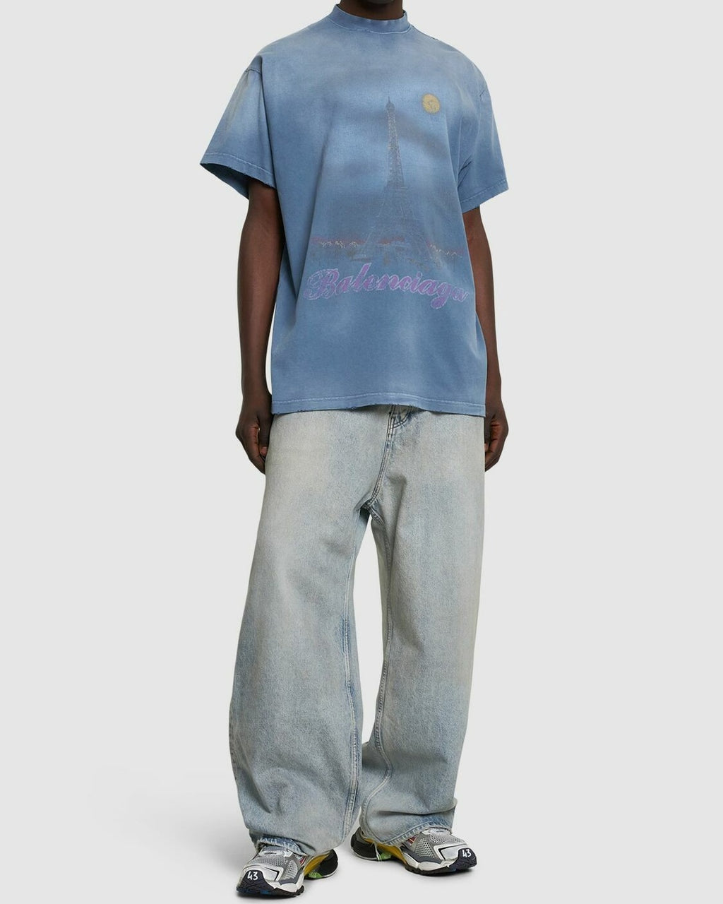 Paris Moon Oversized Blue T-Shirt, Balenciaga, photo 4