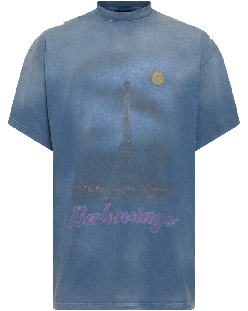 Paris Moon Oversized Blue T-Shirt Balenciaga оригінал – Купити в Україні