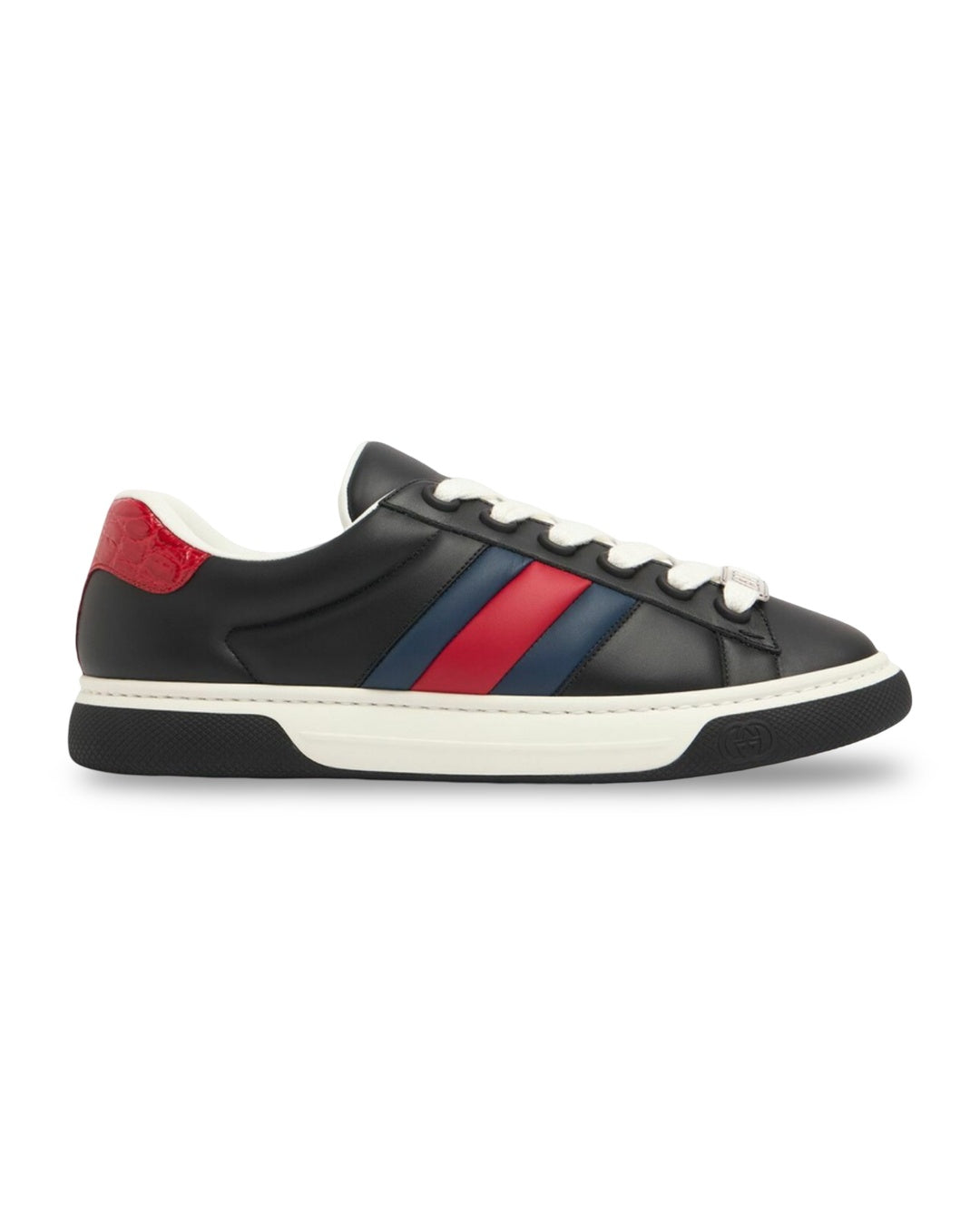 Black Leather Web Sneakers Gucci оригінал – Купити в Україні – боковий вид