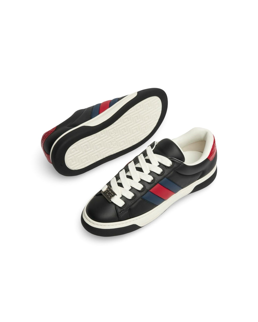 Black Leather Web Sneakers, Gucci, photo 2