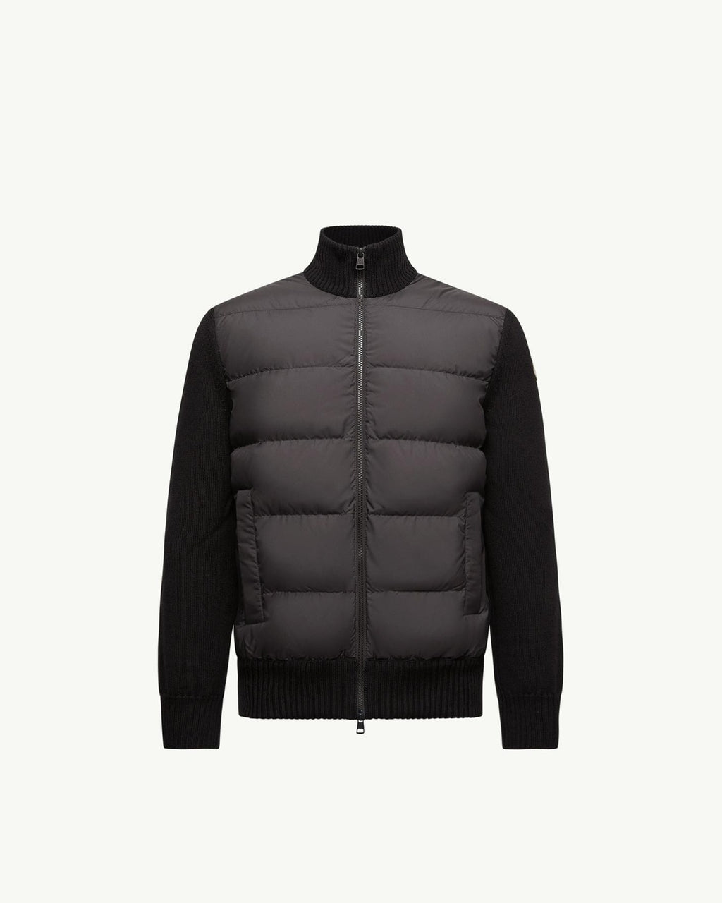 Padded Wool Zip-Up Black Cardigan, Moncler, photo 1