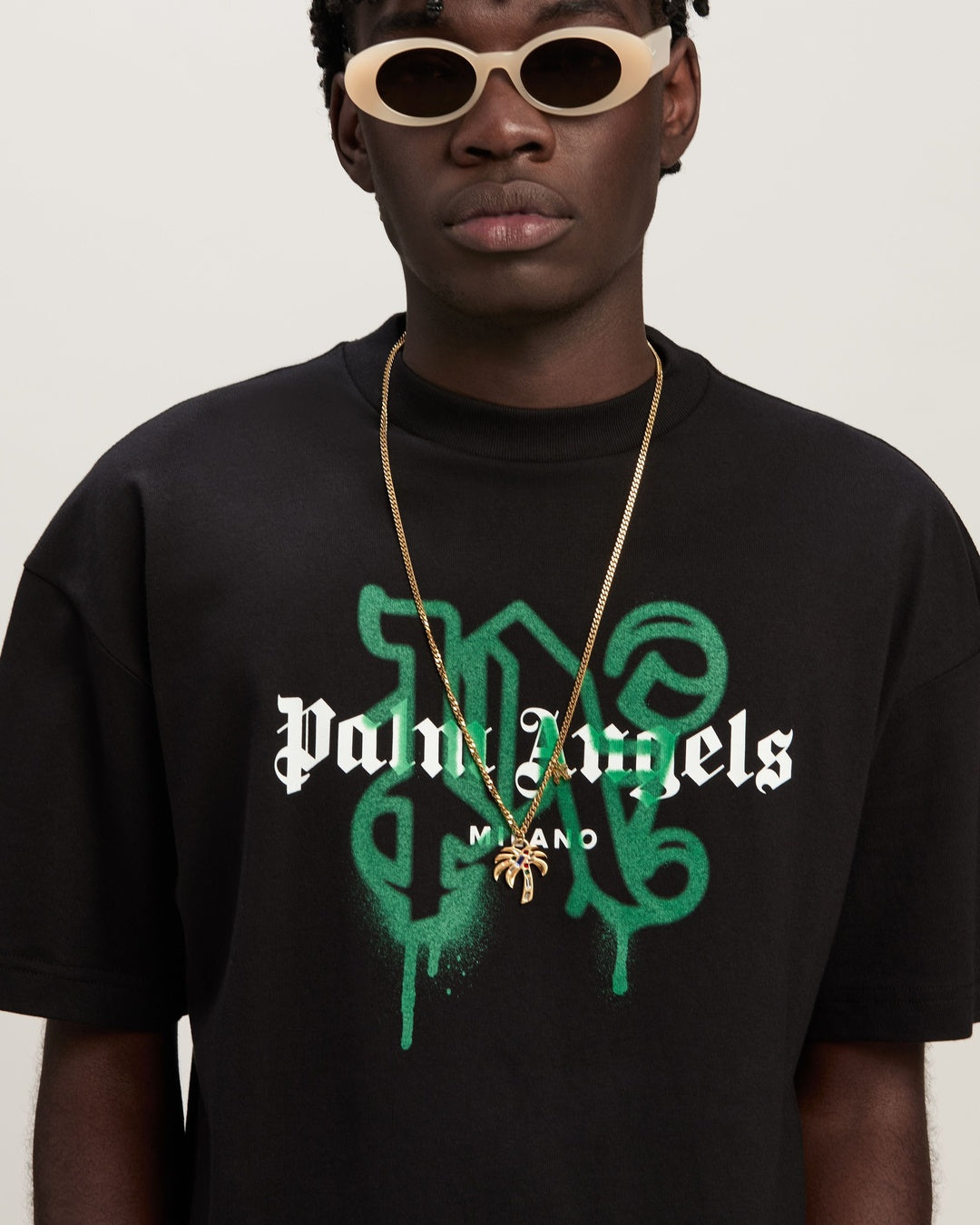 Milan Monogram Spray Black T-Shirt Palm angels оригінал – Купити в Україні – вид ззаду