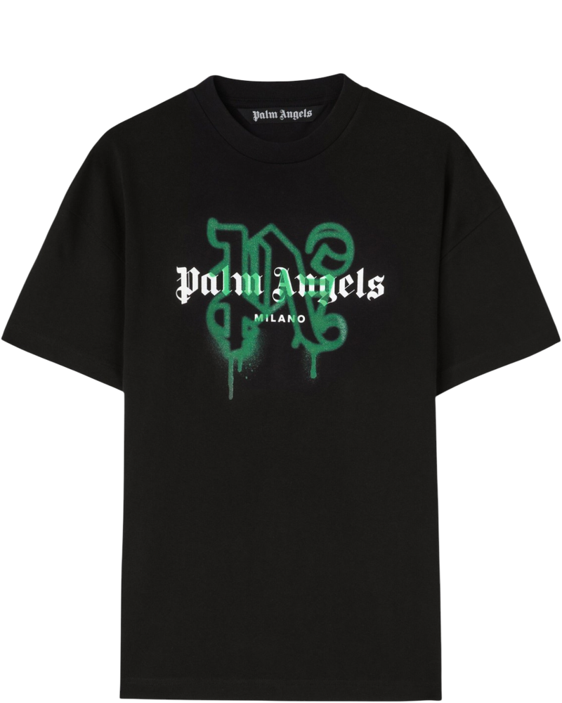 Milan Monogram Spray Black T-Shirt Palm angels оригінал – Купити в Україні