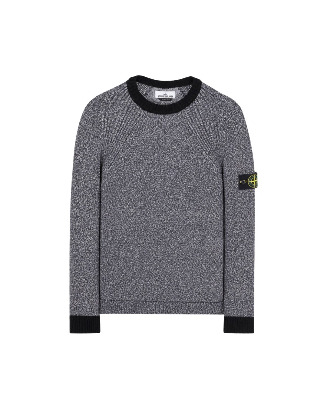 Ribbed Knit Black White Melange Sweater Stone island оригінал – Купити в Україні – боковий вид