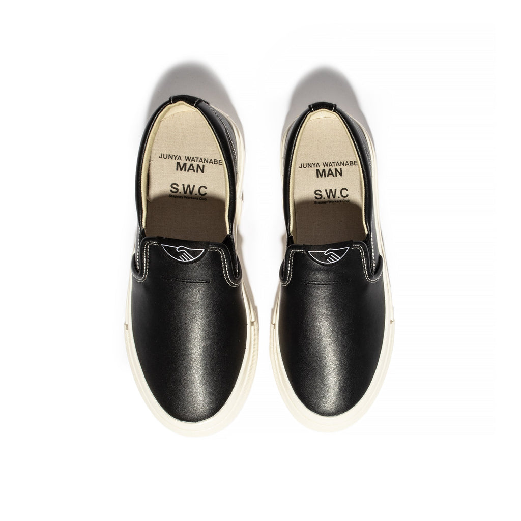 Junya Watanabe Man X Stepney Workers Club Leather Slip On Shoes Black Comme des garcons оригінал – Купити в Україні – збільшений вид