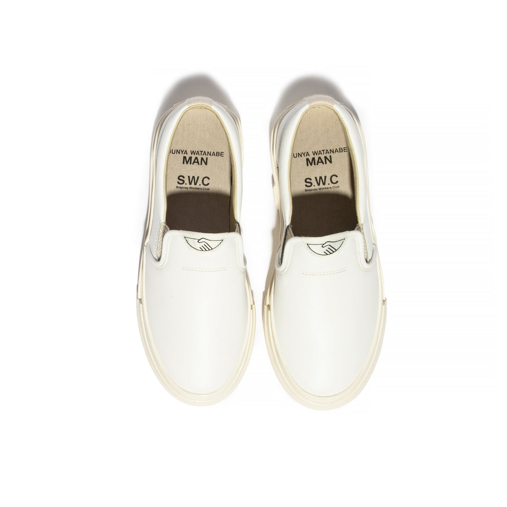 Junya Watanabe Man X Stepney Workers Club Leather Slip On Shoes White Comme des garcons оригінал – Купити в Україні – збільшений вид