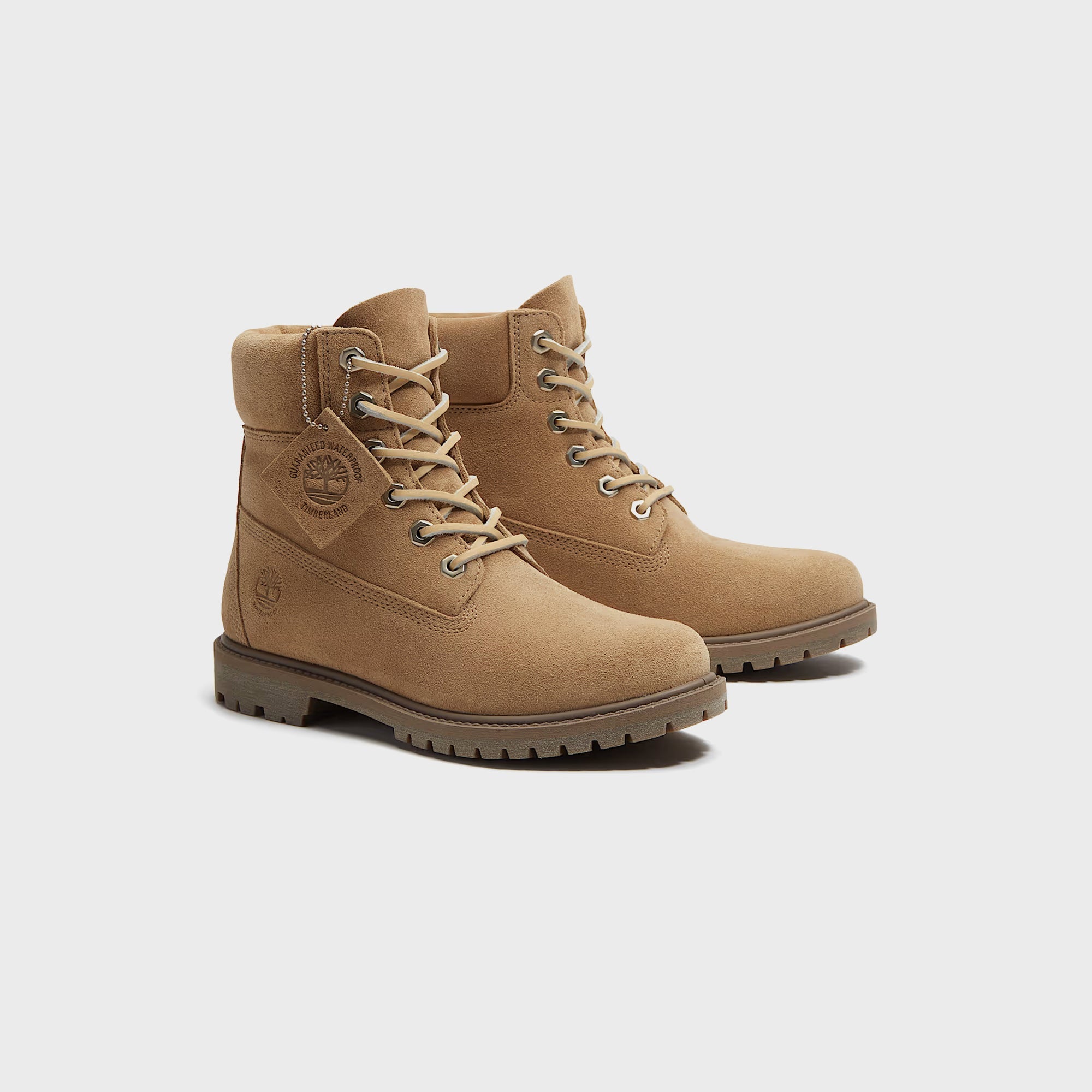 Wmns 6 Inch Waterproof Boot Beige Suede Timberland – Гарантія оригінальності – вид ззаду