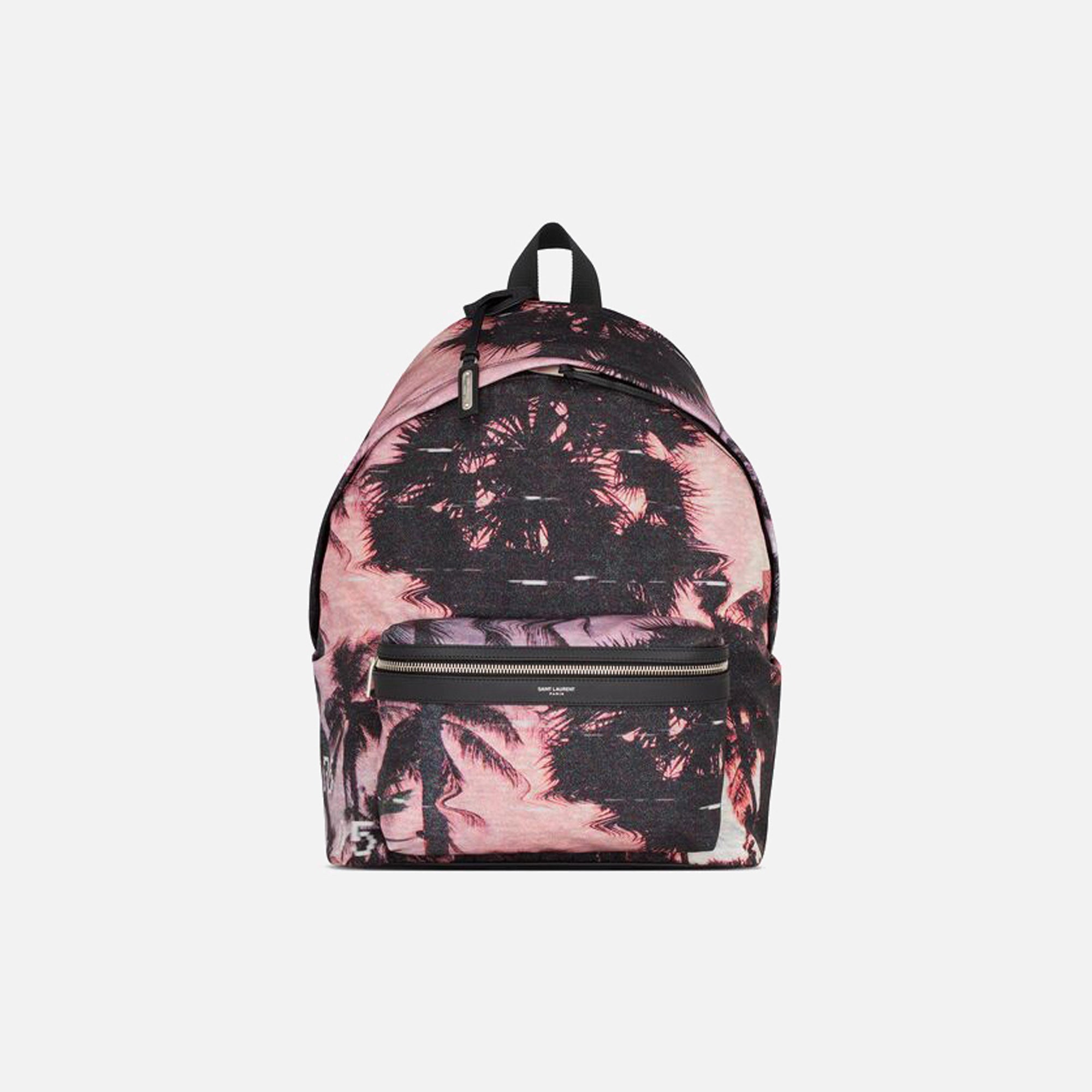 Оригінальна City Backpack Palm Print Pink Saint laurent – боковий вид