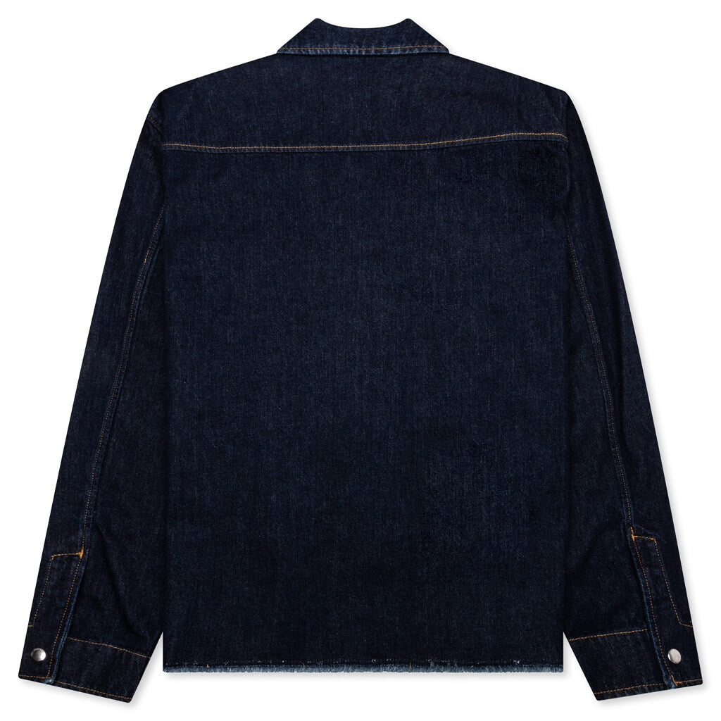 Zipped Denim Shirt - Navy Blue - LANVIN