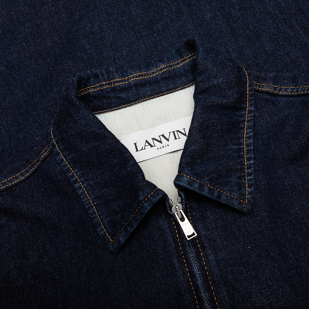 Zipped Denim Shirt - Navy Blue - LANVIN