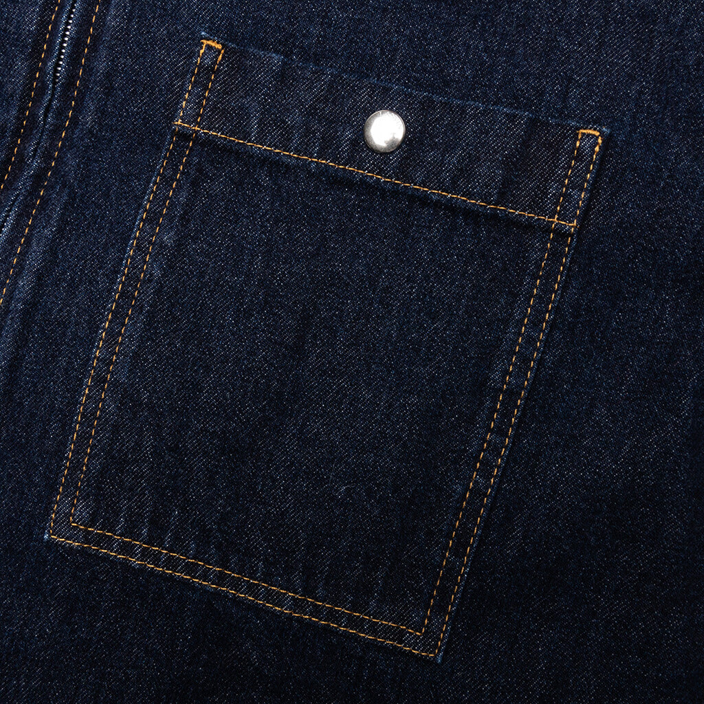 Zipped Denim Shirt - Navy Blue - LANVIN