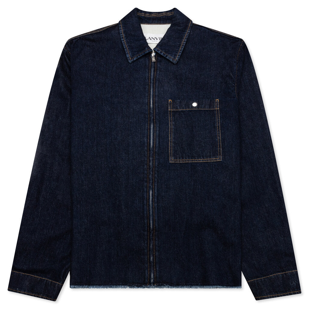 Zipped Denim Shirt - Navy Blue - LANVIN