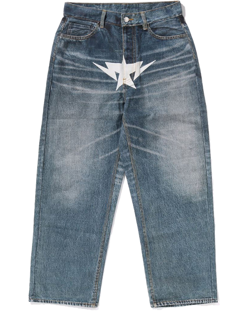 Оригінальна Fake Print Sta Loose Fit Denim Pants Mens A bathing ape