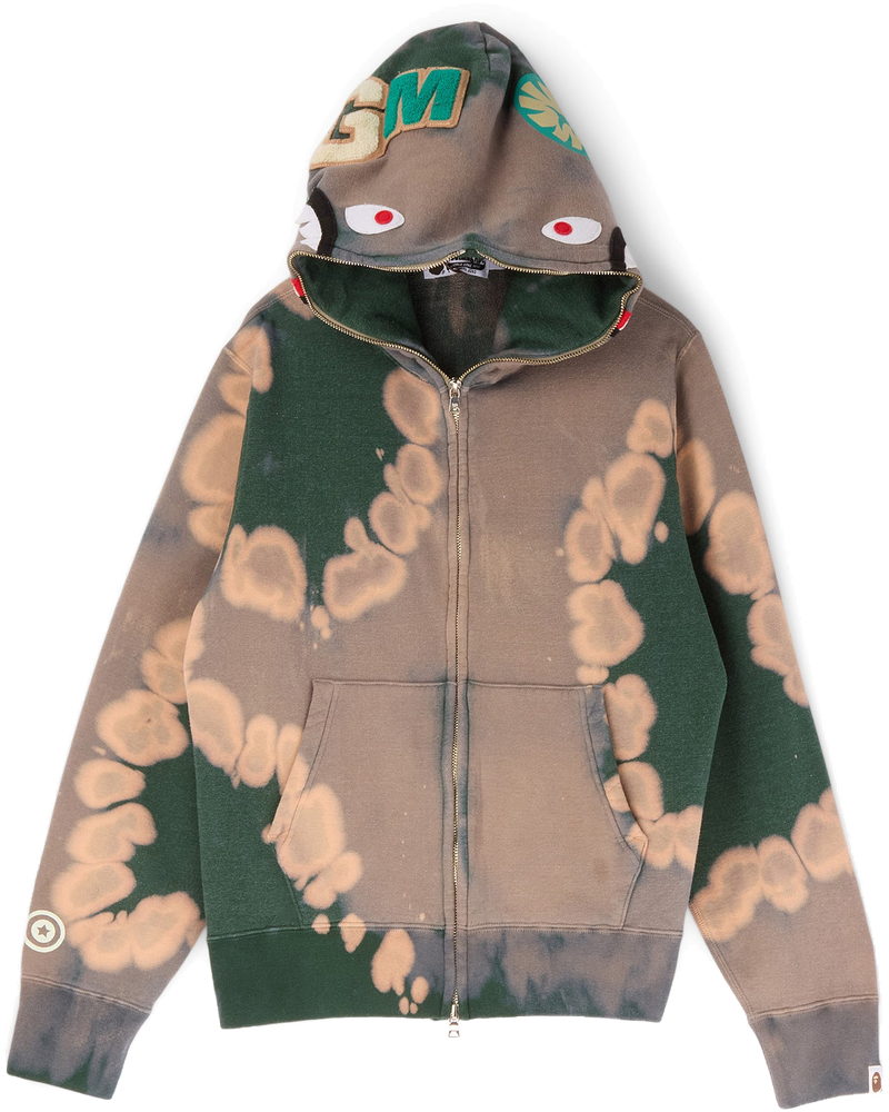 Оригінальна Hand Dye Shark Full Zip Hoodie A bathing ape