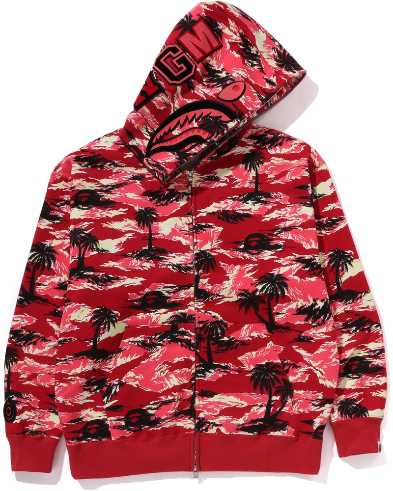 Palm Tree Camo Relaxed Fit Shark Full Zip Hoodie Mens A bathing ape – Гарантія оригінальності