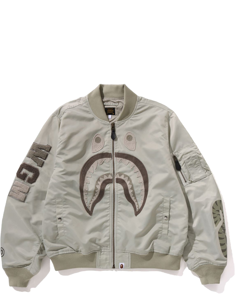 Tonal Chain Stitch Shark Bomber Jacket Mens A bathing ape – Гарантія оригінальності