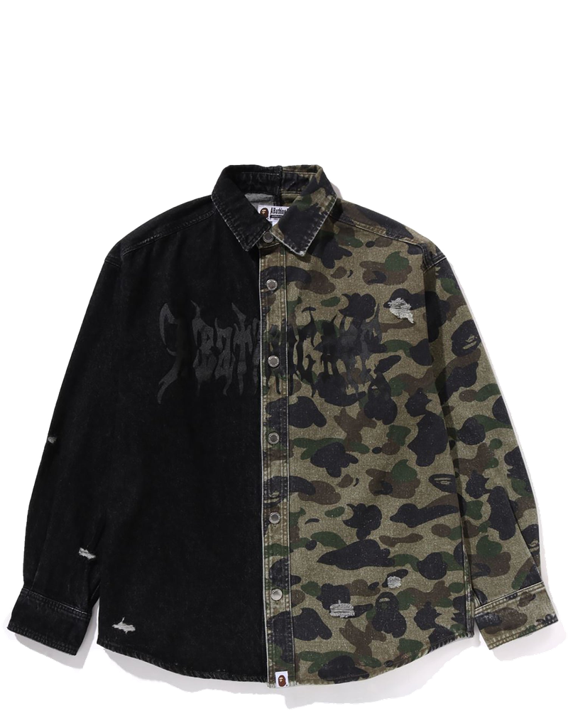 1st Camo Blocking Destoryed Heavy Wash Logo Ls Shirt Mens A bathing ape оригінал – Купити в Україні
