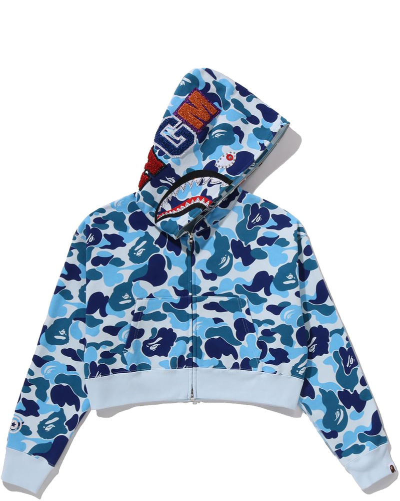Оригінальна Abc Camo Crystal Stone Shark Cropped Full Zip Hoodie Ladies A bathing ape
